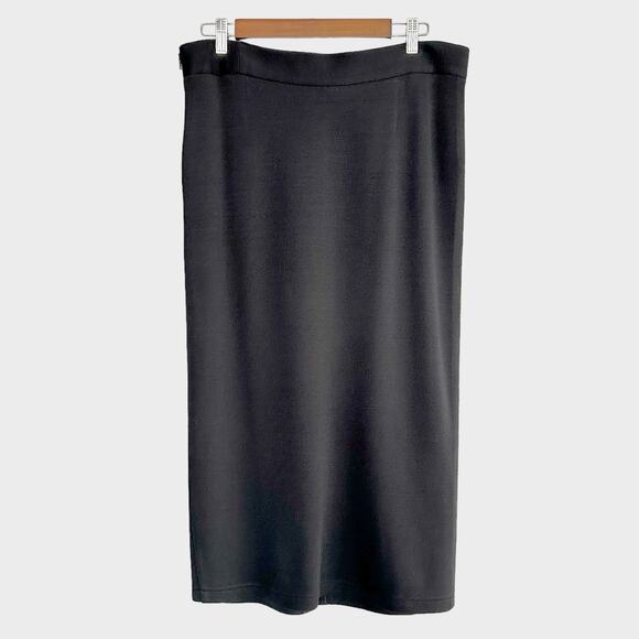 Vintage Dirada Button Front Knit Wool Midi Skirt Black Size 14 - Picture 7 of 9